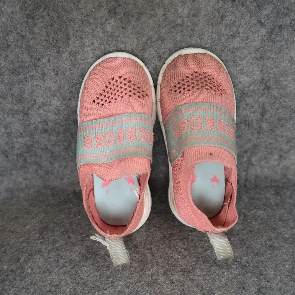 Oshkosh B'gosh Shoes Baby Toddler 6 Slip On Sneaker Knit Stretch Pink Grey Kids